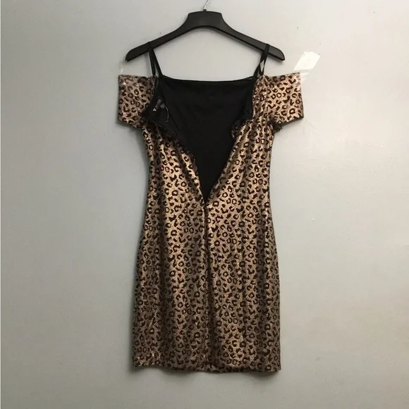 GUESS Tan Bodycon Mini Dress for Night Out - Picture 14 of 15